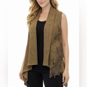 Artisan Hand Knit Sleeveless Cardigan Vest Made Japan Textured Open Weave Silk